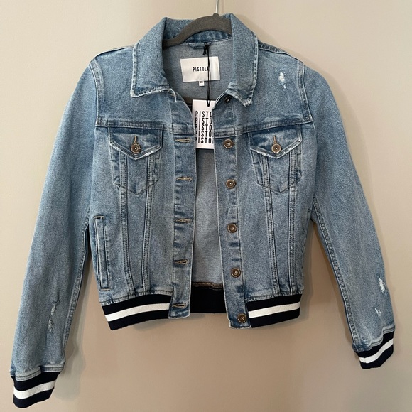 pistola Jackets & Blazers - Pistola Light Wash Denim Bomber Jacket